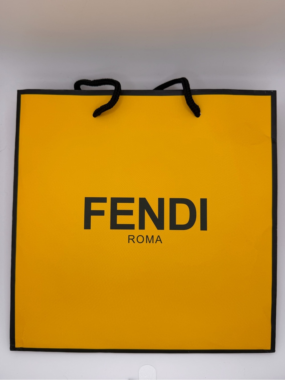 Fendi Yellow Gift Bag/Shopping Tote with Black Trim